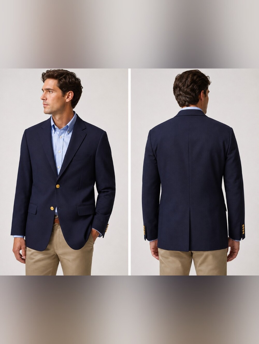 NWT J.Crew Factory Thompson University Blazer Navy Gold Buttons 38R Wool Blend